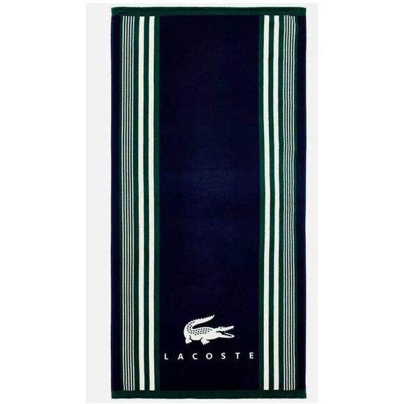 Lacoste Other - NIP Lacoste Classic Preppy stipe Croc Beach Towel 100% Cotton Velour 36x72